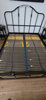 Ikea Bedframe + goeie bedbodems, Ophalen, Zwart, Tweepersoons, Zo goed als nieuw