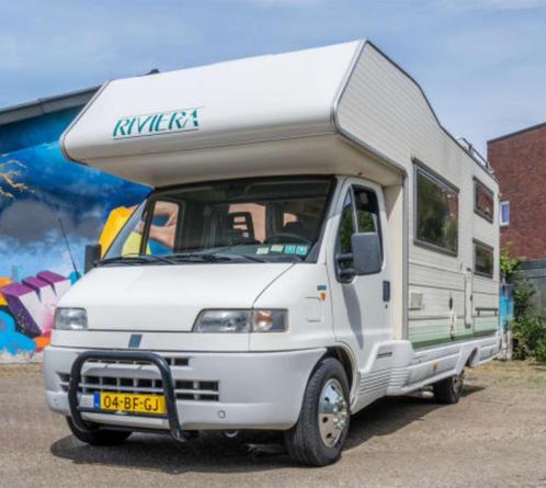 Unieke 8 persoons camper met safariroom Fiat Riviera, Caravans en Kamperen, Campers, Particulier, meer dan 6, Half-integraal, Fiat
