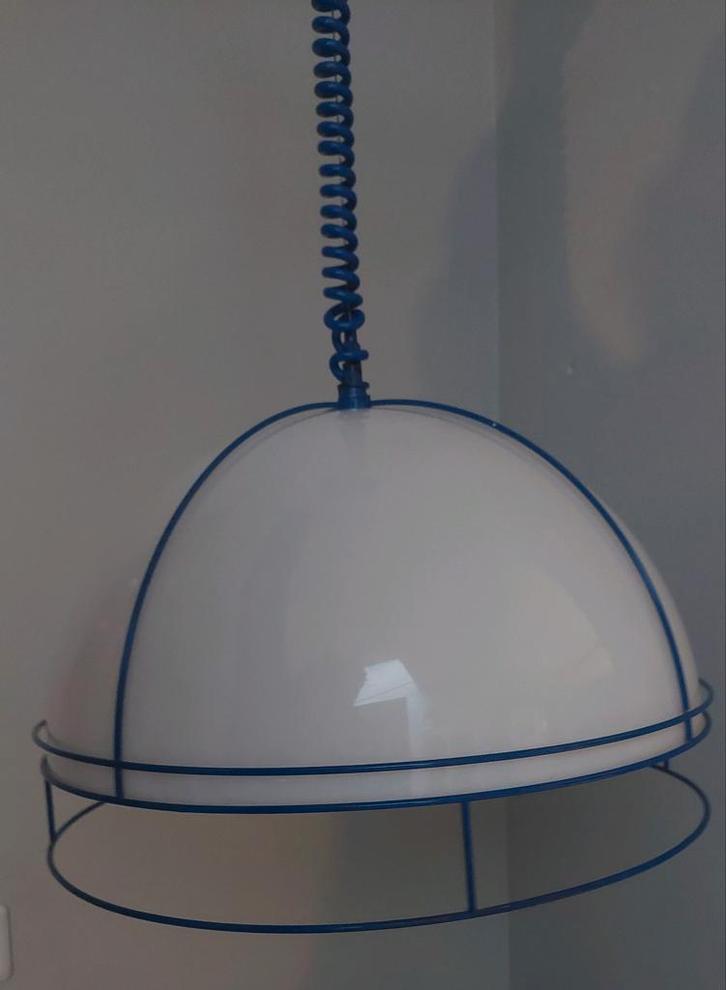 Vintage mushroom hanglamp jaren 70 rugbyhelm lamp retro, Huis en Inrichting, Lampen | Hanglampen, Ophalen of Verzenden
