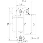 Alu freesmal sluitplaat loopslot Nemef 635 94x25, Verzenden, Nieuw