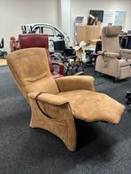 Relax fauteuil bruin/beige suède stof, Ophalen, Gebruikt, 75 tot 100 cm, Stof