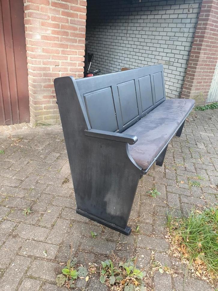 Authentieke Kerkbank - Vierpersoons, Huis en Inrichting, Banken | Bankstellen, Gebruikt, Rechte bank, Vierpersoons of meer, 200 tot 250 cm
