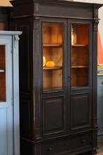 Vitrinekast *de nacht uil* houten vintage black kast, 100 tot 150 cm, Ophalen of Verzenden, Zo goed als nieuw, Met lade(s)