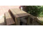 Grote tuintafel met bankjes, Tuin en Terras, Tuintafels, Ophalen, Gebruikt, Rechthoekig, Hout