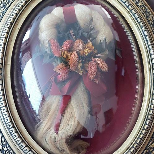 Oud Haarwerk Memento Mori Ingelijst Rouw Rouwstuk Haar Haren, Antiek en Kunst, Curiosa en Brocante, Verzenden