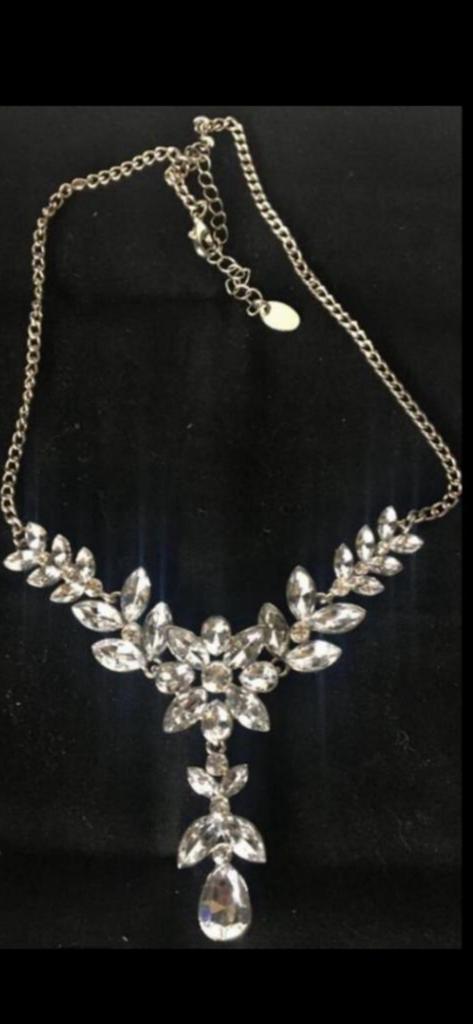 prachtige chique ‘MONTINI’ DAMES ZIRKONIA HALSKETTING, Sieraden, Tassen en Uiterlijk, Kettingen, Nieuw, Overige materialen, Zilver