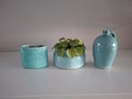 PTMD Potten en vaas set turquoise, Ophalen, Gebruikt, Blauw, Aardewerk of Porselein