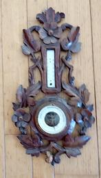 Hout-snij-kunst met hele oude barometer / thermometer, Ophalen
