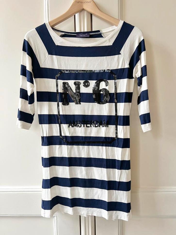 Studio Anneloes top donkerblauw/wit, maat S, Kleding | Dames, Tops, Zo goed als nieuw, Maat 36 (S), Blauw, Lange mouw, Ophalen of Verzenden