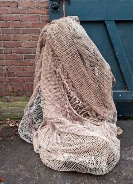 Oud Vintage Visnet Vissersnet Tunnel Creme, Tuin en Terras, Tuinwanddecoratie, Gebruikt, Ophalen of Verzenden