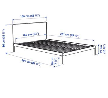 KLEPPSTAD Bed frame, white/Vissle beige, 160x200 cm