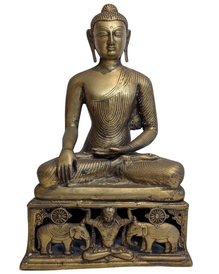 Noord-Indiase Buddha in dharmachakra, Huis en Inrichting, Woonaccessoires | Boeddhabeelden, Gebruikt, Ophalen of Verzenden