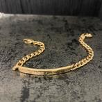 18 k gouden baby armband met plaat, Ophalen of Verzenden, Zo goed als nieuw, Goud, Goud