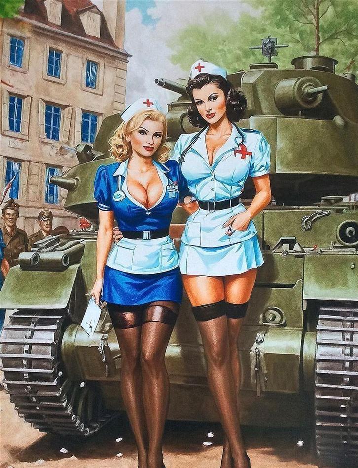 Limited Edition Sexy Leger Verpleegster WW2 Pin up poster, Verzamelen, Militaria | Tweede Wereldoorlog, Foto of Poster, Amerika