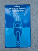Emaille bordje reclame voor water installateur, Ophalen of Verzenden, Gebruikt, Reclamebord