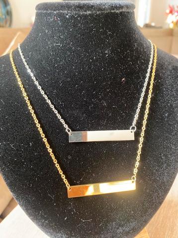 Lot van 9 stalen graveer colliers beschikbaar voor biedingen