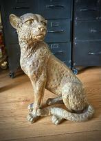 Luipaard Panter Tijger beeld goud kleurig Groot Vintage WoW, Verzamelen, Beelden en Beeldjes, Verzenden, Zo goed als nieuw, Dier