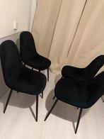 4 Zwarte Suede Eetstoelen, Huis en Inrichting, Stoelen, Ophalen, Zwart, Zo goed als nieuw, Vier