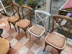 6 houten eetkamerstoelen met rieten zitting (opknappers), Huis en Inrichting, Stoelen, Ophalen, Gebruikt, Bruin, Hout