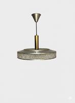 Vintage hanglamp glas met aluminium jaren 70, Huis en Inrichting, Lampen | Hanglampen, Ophalen of Verzenden, Zo goed als nieuw