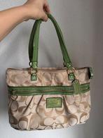 Vintage Coach beige monogram print schouder tas, Coach, Schoudertasje, Beige, Coach