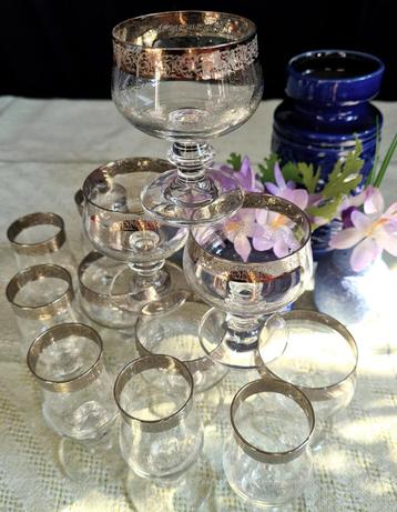 Murano medici stijl glaasjes platina rand van Veba Duitsland beschikbaar voor biedingen