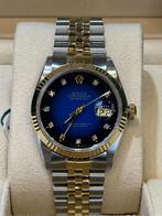 Rolex datejust 36mm yellow gold/steel blue diamond dial, Rolex, Polshorloge, Overige materialen, Ophalen of Verzenden