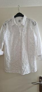 Emily van den Bergh blouse wit broderie mt 40 3/4 mouw zgan, Maat 38/40 (M), Wit, Emily van den Bergh, Ophalen of Verzenden