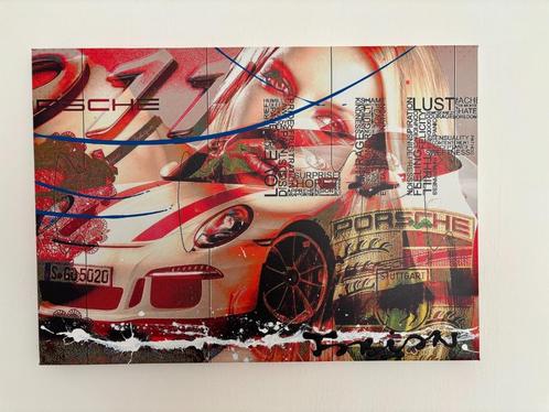 Schilderij Fabian Porsche 911 GT3. Gesigneerd., Antiek en Kunst, Kunst | Schilderijen | Modern, Ophalen of Verzenden