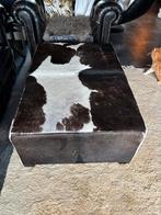 Poef/hocker leer, Huis en Inrichting, Tafels | Salontafels, Ophalen, 50 tot 100 cm, Vierkant, Zo goed als nieuw