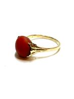 14k gouden ring met bloedkoraal, -, -, Ophalen of Verzenden, Dame