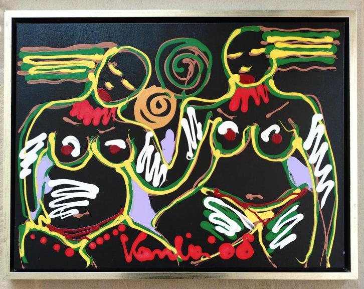 Jacob Kanbier 1949-2020 =zilveren baklijst= doek 60 x 80 cm, Antiek en Kunst, Kunst | Schilderijen | Modern, Ophalen