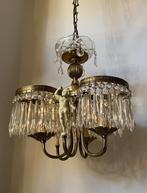 Vintage putti kroonluchter hanglamp punt pegels kristal, Antiek en Kunst, Antiek | Lampen, Ophalen of Verzenden