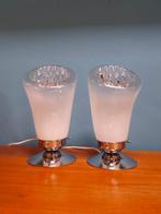 Set Van 2 Tafellampen Murano Italië Bedlampjes Lampen Lamp, Gebruikt, Ophalen of Verzenden, Glas, Nvt