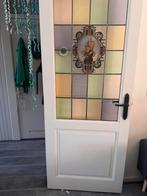 Antieke Glas in Lood Deur met Schip Schildering, Ophalen
