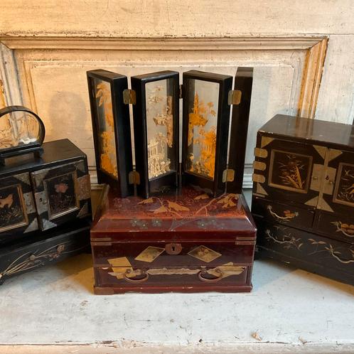 Ladekastje, diorama, sieradenkist *tres jolie Duiven*, Antiek en Kunst, Antiek | Woonaccessoires, Verzenden