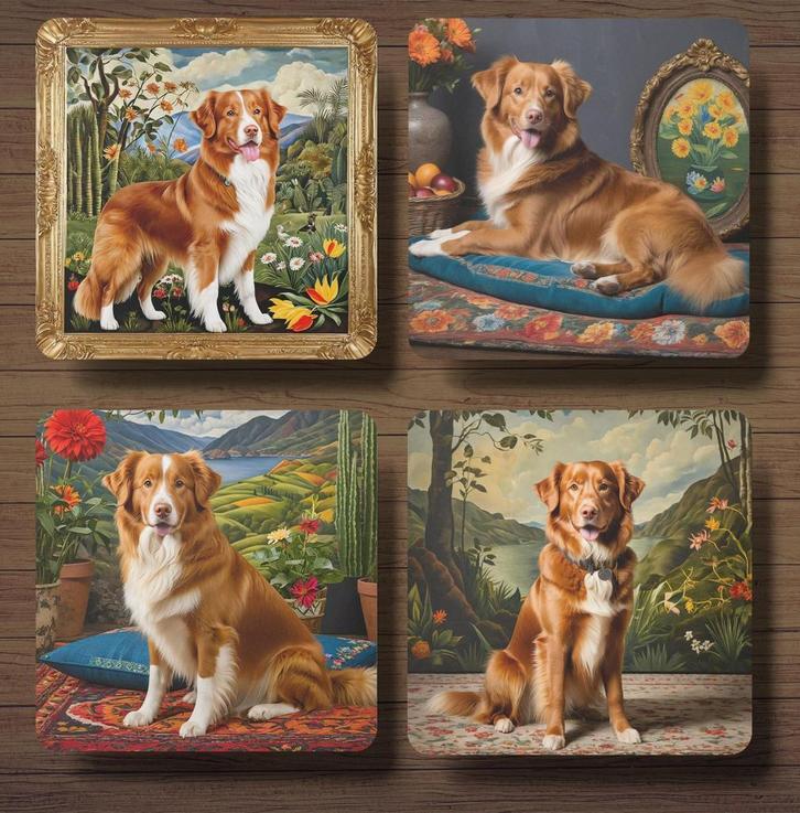 Toller Frida Kahlo onderzetters met houder, Huis en Inrichting, Woonaccessoires | Onderzetters, Nieuw, Glas of Kopje, Ophalen of Verzenden