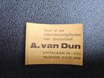 Luciferetiket A. van Dun Oss - Rokersbenodigdheden, Ophalen of Verzenden, Gebruikt, Luciferdoosjes of -merken