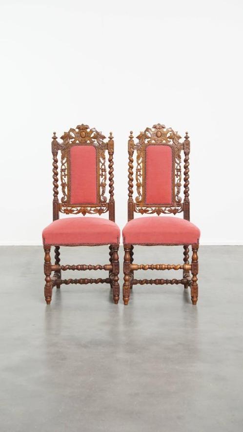 Majestueuze antieke set van 2 Hollandse eetkamerstoelen, Antiek en Kunst, Antiek | Meubels | Stoelen en Banken, Ophalen