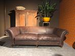 Vintage Stoere Loungebank Chesterfield Style, Gebruikt, 100 tot 125 cm, Lounge, Leer