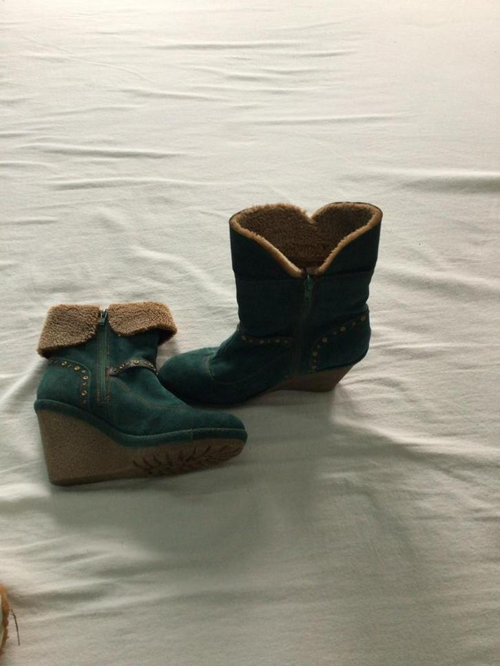 Gave zeegroene wedge Enkellaarsjes Maat 39, Kleding | Dames, Schoenen, Zo goed als nieuw, Lage of Enkellaarzen, Groen, Ophalen of Verzenden
