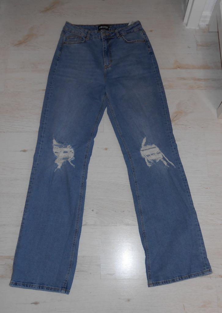 Pieces wide leg spijkerbroek blauw mt 30 ( 38/40), Kleding | Dames, Spijkerbroeken en Jeans, Zo goed als nieuw, W30 - W32 (confectie 38/40)