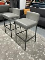 2 Rolf Benz 651 Barstoelen grijs leer Design stoel Bar kruk