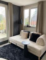 70% korting! Taupe linnenlook overgordijnen op maat, Huis en Inrichting, Bruin, 200 cm of meer, C, Nieuw