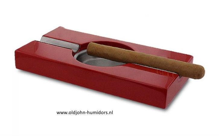 SIGAARASBAK VOOR 2 SIGAREN ROOD MET RVS 21 CM!!     sab01, Verzamelen, Rookartikelen, Aanstekers en Luciferdoosjes, Nieuw, Asbak