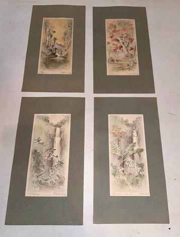 Kunst etsen Chinees Japanse kunst gesigneerd Oosterse kunst beschikbaar voor biedingen