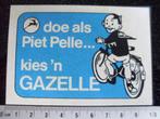 sticker doe als Piet Pelle kies 'n gazelle logo fietsen, Verzamelen, Stickers, Verzenden, Zo goed als nieuw, Merk