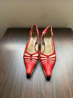 Dick Boons rode leren pumps – vintage hakken – maat 38, Schoenen met lage hakken, Verzenden, Zo goed als nieuw, Dick Boons