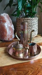 Koperen Koffieset met Dienblad, Ophalen of Verzenden, Gebruikt, Rond, Metaal