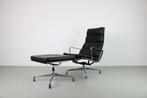 Vitra EA 222 + 223, Chroom, Zwart leer, Huis en Inrichting, Fauteuils, Ophalen, Gebruikt, Leer, Minder dan 50 cm